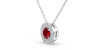 Collier halo en Or blanc avec rubis rond