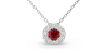 Collier halo en Or blanc avec rubis rond