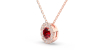 Collier halo en Or rose avec rubis rond