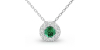 Collier halo en Or blanc avec émeraude ronde