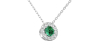 Collier halo en Or blanc avec émeraude ronde