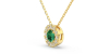Collier halo en Or jaune avec émeraude ronde