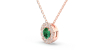 Collier halo en Or rose avec émeraude ronde