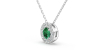 Collier halo en Or blanc avec émeraude ronde