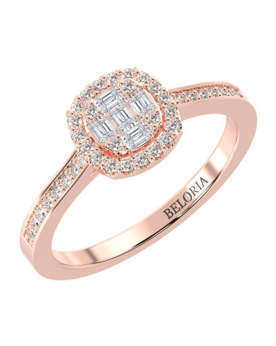 Solitaire illusions coussin halo accompagné en or rose 18k et diamants