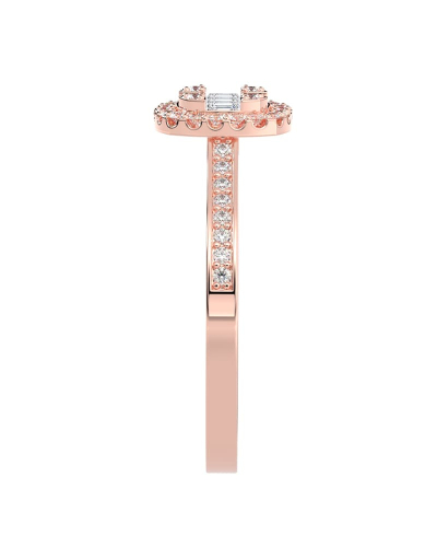Solitaire illusions coussin halo accompagné en or rose 18k et diamants