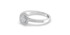 Solitaire illusions coussin halo accompagné en or blanc 18k et diamants