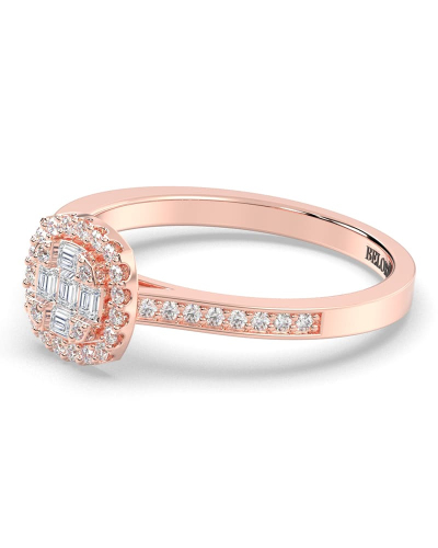 Solitaire illusions coussin halo accompagné en or rose 18k et diamants