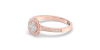 Solitaire illusions coussin halo accompagné en or rose 18k et diamants