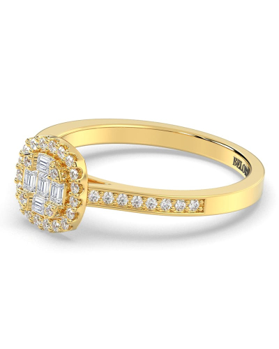 Solitaire illusions coussin halo accompagné en or jaune 18k et diamants