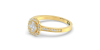 Solitaire illusions coussin halo accompagné en or jaune 18k et diamants