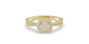 Solitaire illusions coussin halo accompagné en or jaune 18k et diamants