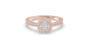 Solitaire illusions coussin halo accompagné en or rose 18k et diamants