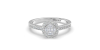 Solitaire illusions coussin halo accompagné en or blanc 18k et diamants