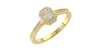 Solitaire illusions émeraude halo accompagné en or jaune 18k et diamants