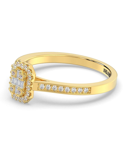 Solitaire illusions émeraude halo accompagné en or jaune 18k et diamants