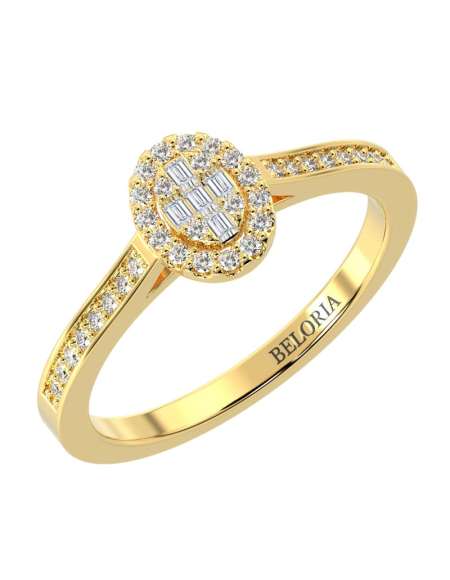 Solitaire illusions ovale halo accompagné en or blanc 18k et diamants 2