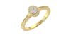 Solitaire illusions ovale halo accompagné en or jaune 18k et diamants