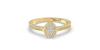 Solitaire illusions ovale halo accompagné en or jaune 18k et diamants