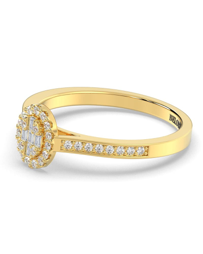Solitaire illusions ovale halo accompagné en or jaune 18k et diamants