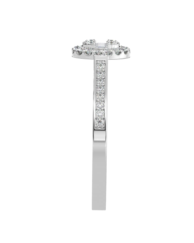 Solitaire illusions ovale halo accompagné en or blanc 18k et diamants