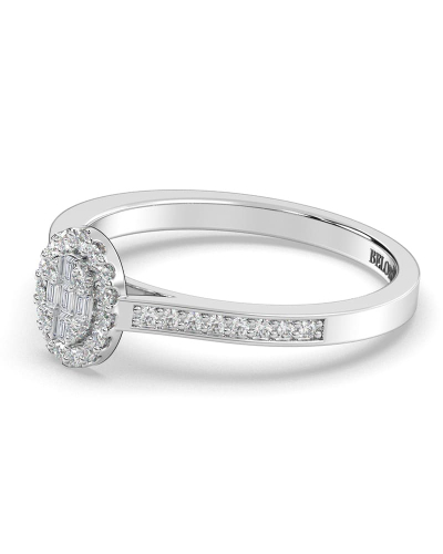 Solitaire illusions ovale halo accompagné en or blanc 18k et diamants