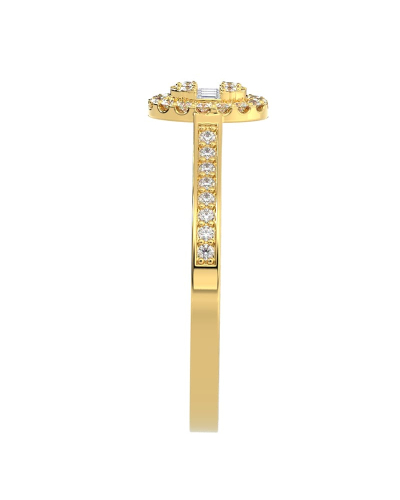 Solitaire illusions ovale halo accompagné en or jaune 18k et diamants