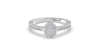 Solitaire illusions ovale halo accompagné en or blanc 18k et diamants