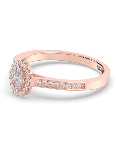 Solitaire illusions ovale halo accompagné en or rose 18k et diamants