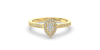 Solitaire illusions poire halo accompagné en or jaune 18k et diamants