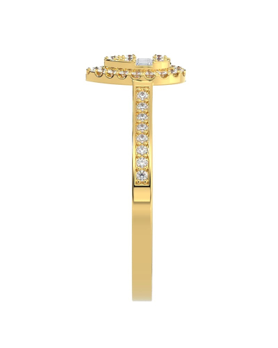 Solitaire illusions poire halo accompagné en or jaune 18k et diamants