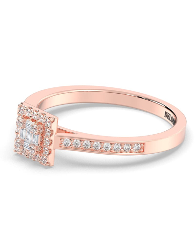 Solitaire illusions princesse halo accompagné en or rose 18k et diamants