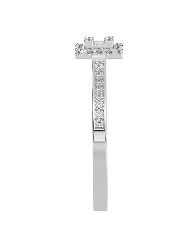 Solitaire illusions princesse halo accompagné en or blanc 18k et diamants
