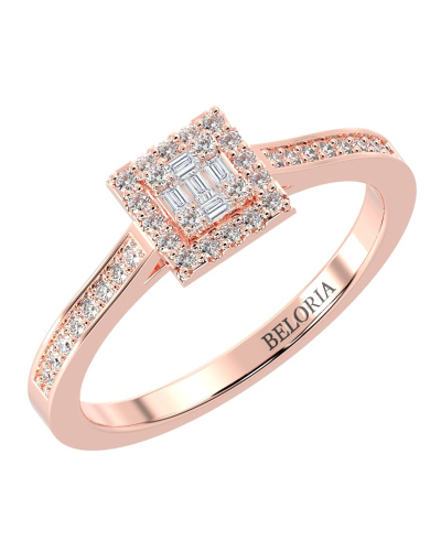 Solitaire illusions princesse halo accompagné en or rose 18k et diamants