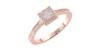 Solitaire illusions princesse halo accompagné en or rose 18k et diamants