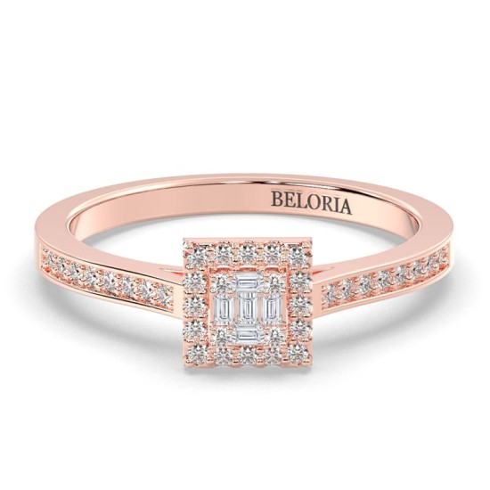 Margaux - Bague de fiançailles princesse ornée de petits diamants
