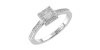 Solitaire illusions princesse halo accompagné en or blanc 18k et diamants