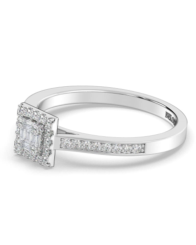 Solitaire illusions princesse halo accompagné en or blanc 18k et diamants