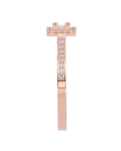 Solitaire illusions princesse halo accompagné en or rose 18k et diamants