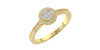 Solitaire illusions rond halo accompagné en or jaune 18k et diamants