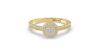 Solitaire illusions rond halo accompagné en or jaune 18k et diamants