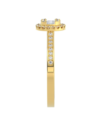 Solitaire illusions rond halo accompagné en or jaune 18k et diamants