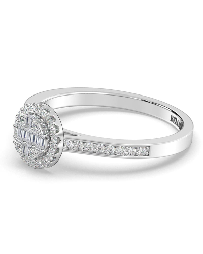 Solitaire illusions rond halo accompagné en or blanc 18k et diamants