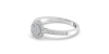 Solitaire illusions rond halo accompagné en or blanc 18k et diamants