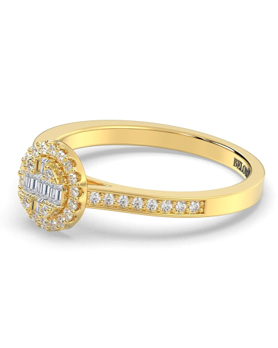 Solitaire illusions rond halo accompagné en or jaune 18k et diamants