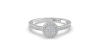 Solitaire illusions rond halo accompagné en or blanc 18k et diamants