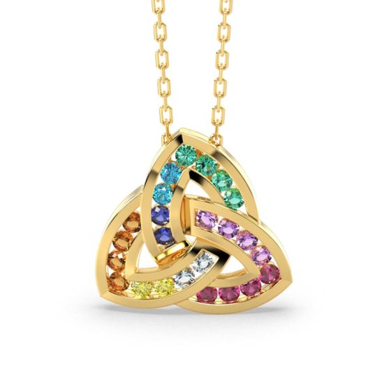 Pendentif or jaune 18k trilogie saphir