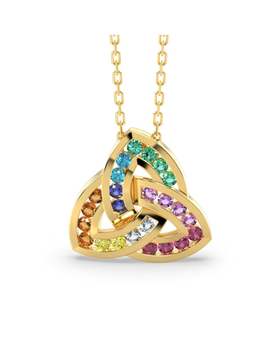 Pendentif or jaune 18k trilogie saphir