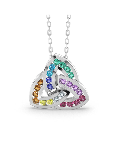 Pendentif or blanc 18k trilogie saphir