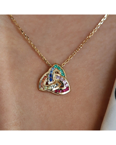 Pendentif or rose 18k trilogie saphir